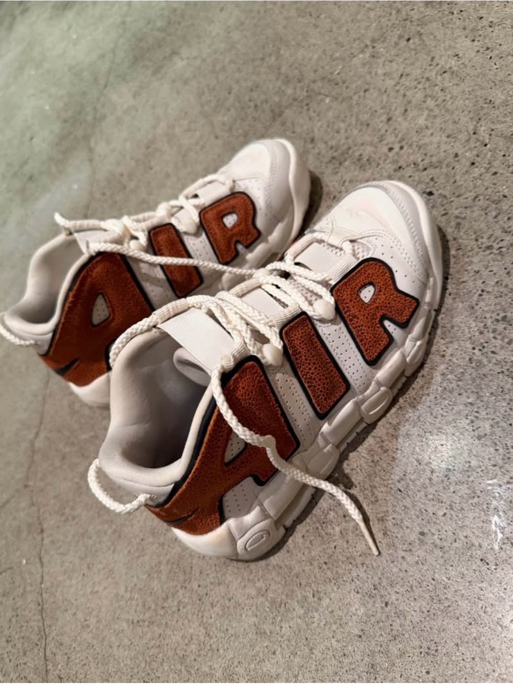Nike Women’s White and Brown Uptempo Sneaker - Size 7